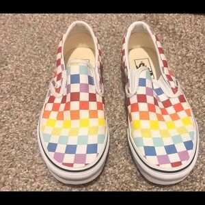 Colorful Checkered Woman’s Slip-On Van Shoes